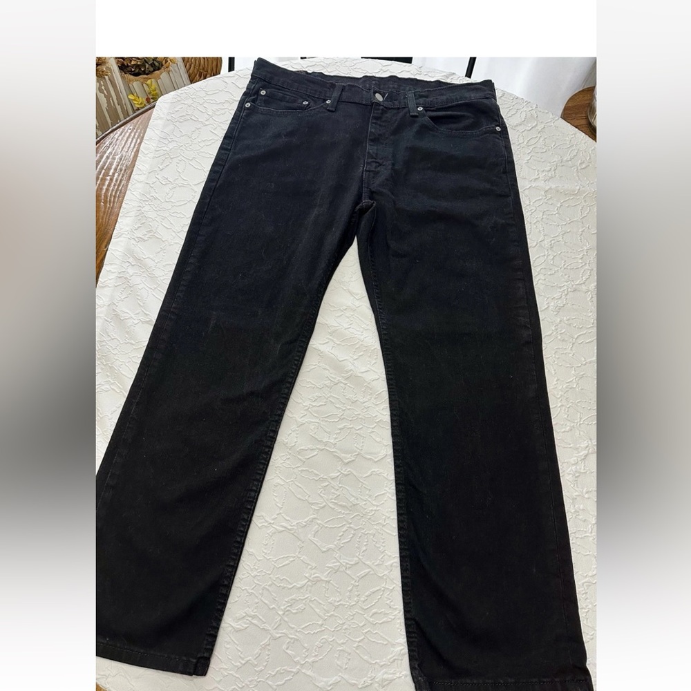 Levi's 514 Mens 38x30 Black Casual Stretch Straight Leg Denim Riveted Jeans